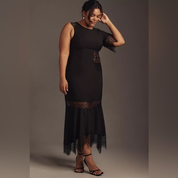 Anthropologie Hutch Asymmetrical Lace Mix Slip Dress - Picture 6 of 14